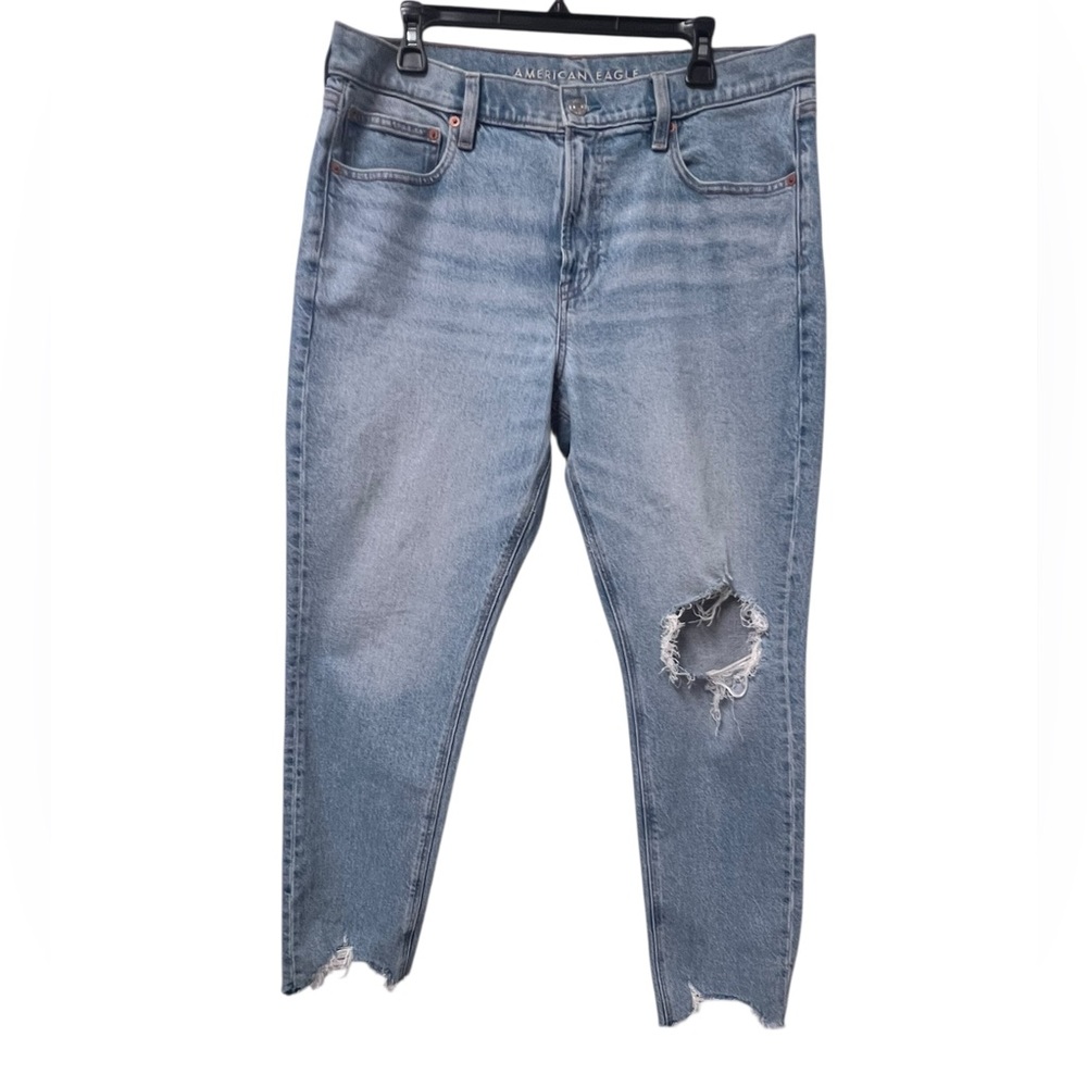 American Eagle Outfitters Light Blue Ripped Cropped Short Jeans